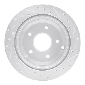 Pontiac GTO Brake Rotor (1) - Rear Left - R1 Concepts - Drilled & Slotted - Silver - `05-`06